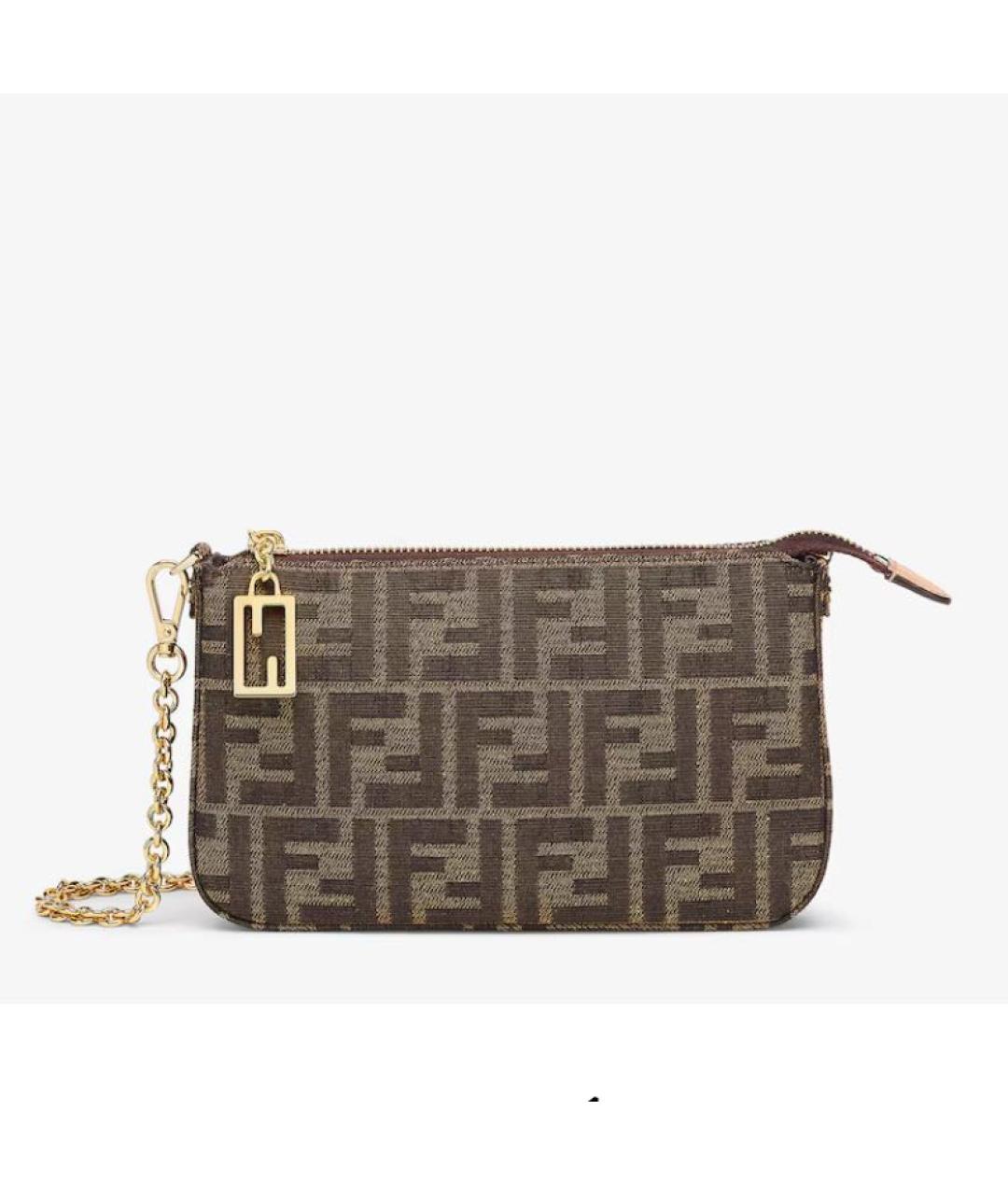 FENDI Коричневая жаккардовая сумка через плечо, фото 9