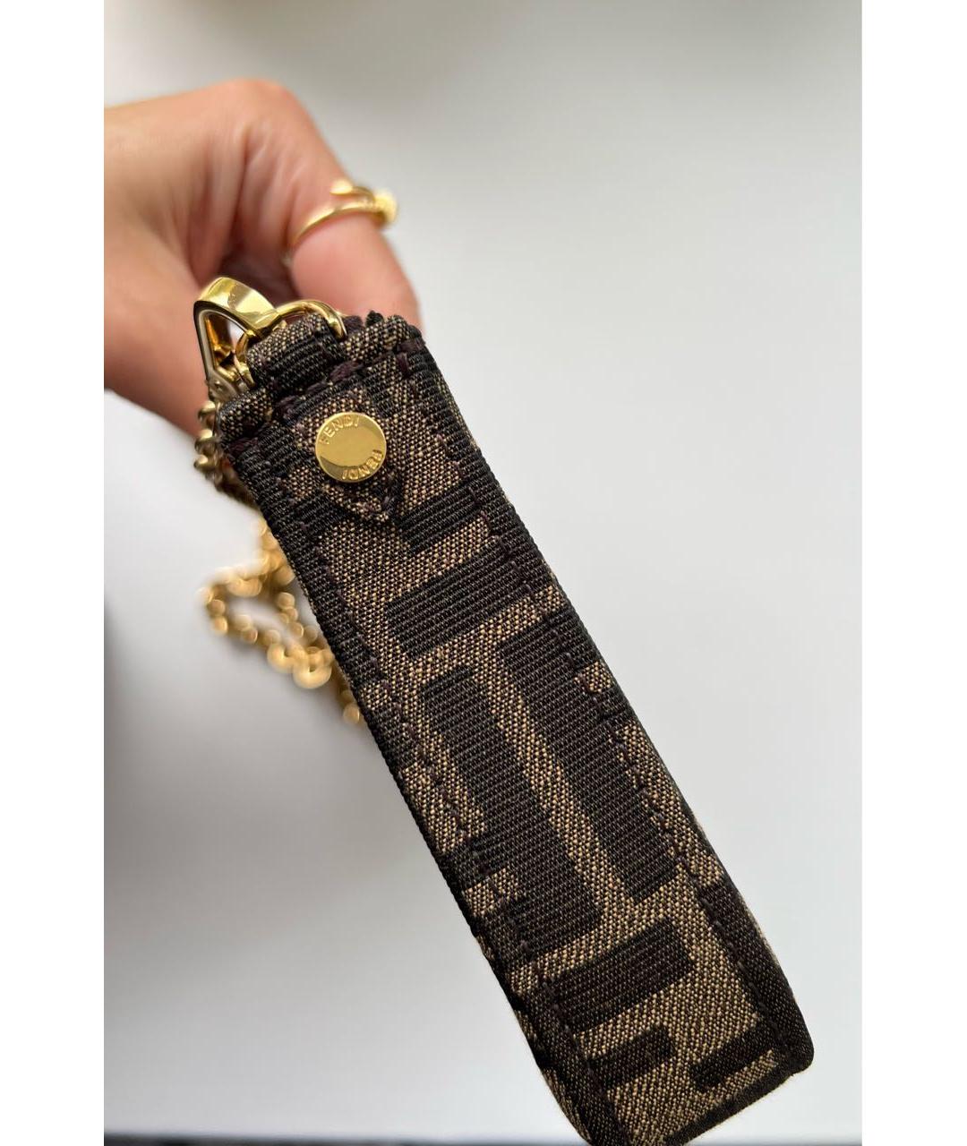 FENDI Коричневая жаккардовая сумка через плечо, фото 6