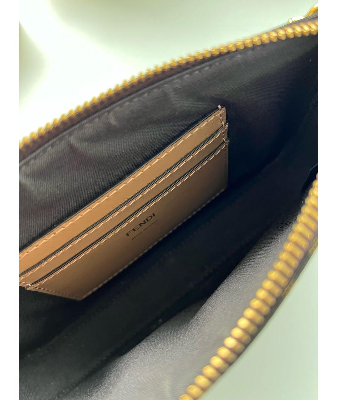 FENDI Коричневая жаккардовая сумка через плечо, фото 8