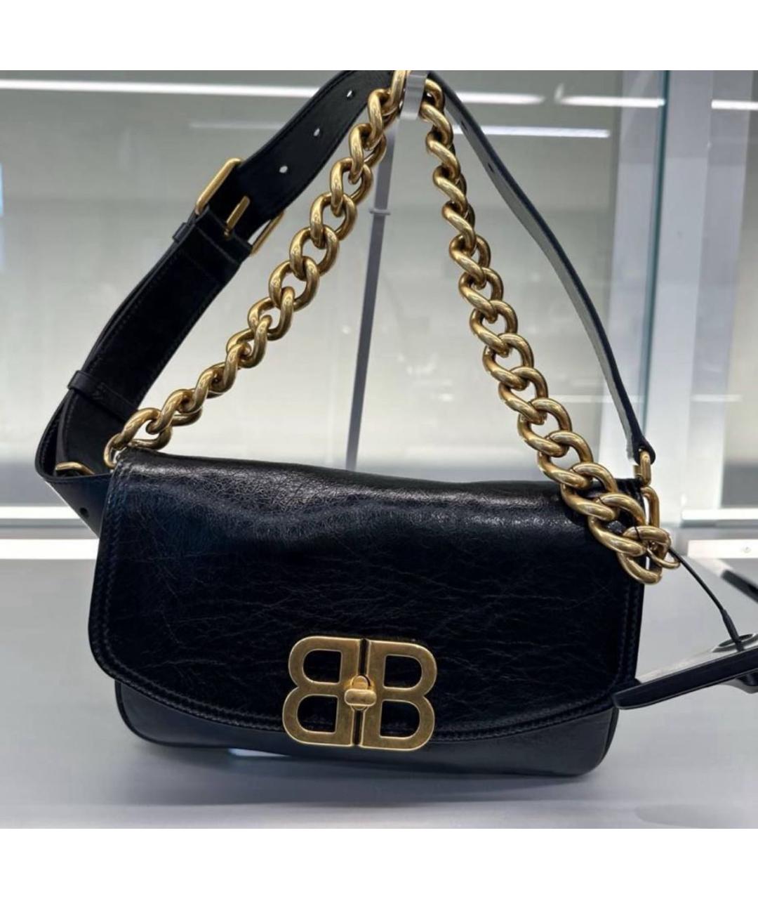 BALENCIAGA Черная кожаная сумка через плечо, фото 2