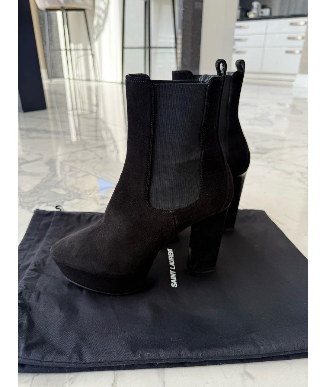SAINT LAURENT Черные замшевые ботильоны, фото 7