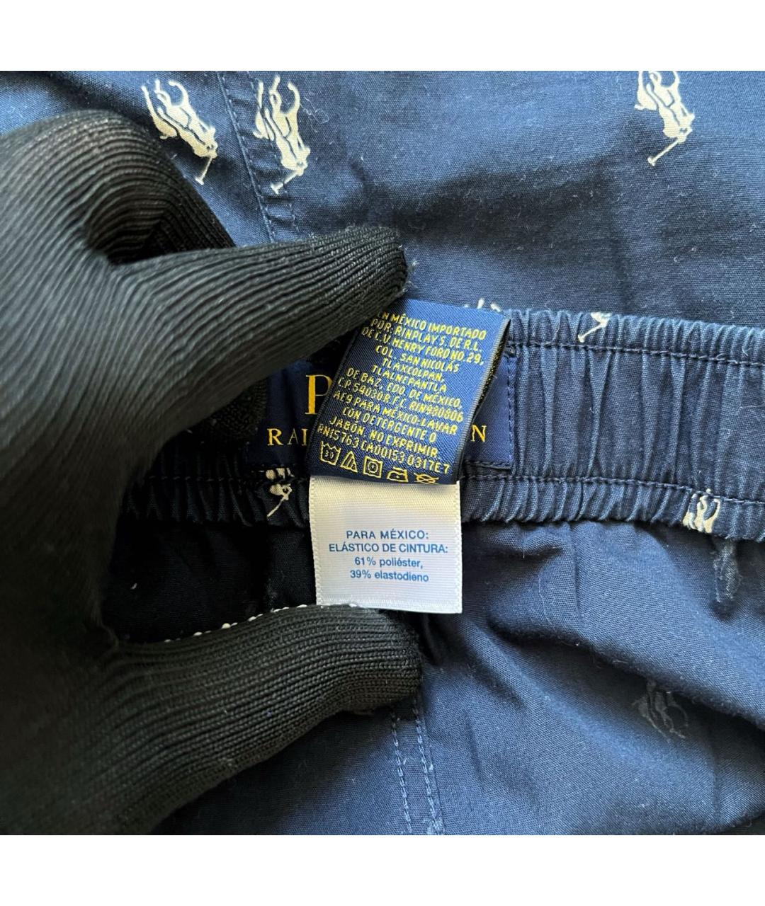 POLO RALPH LAUREN Темно-синие хлопковые классические брюки, фото 8