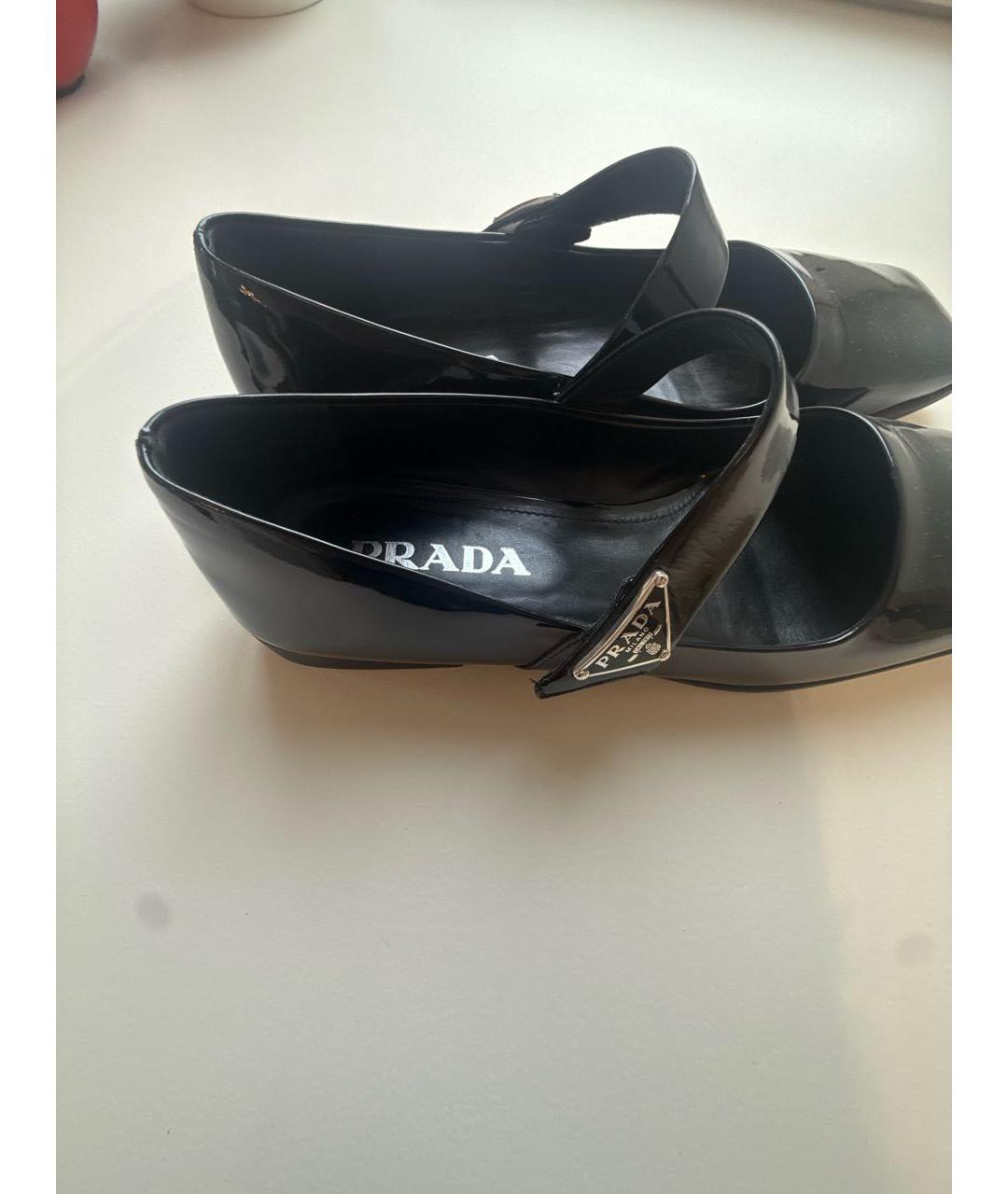 PRADA Черные кожаные балетки, фото 5