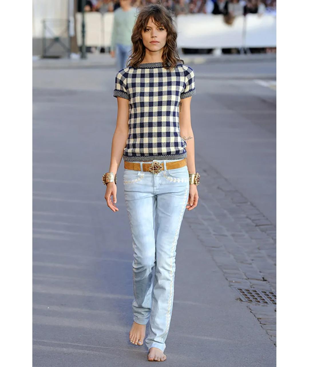 CHANEL Голубые хлопковые прямые джинсы, фото 2
