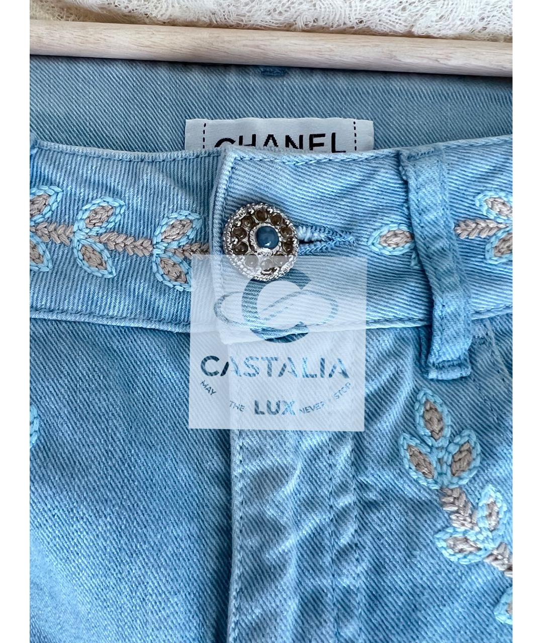 CHANEL Голубые хлопковые прямые джинсы, фото 6