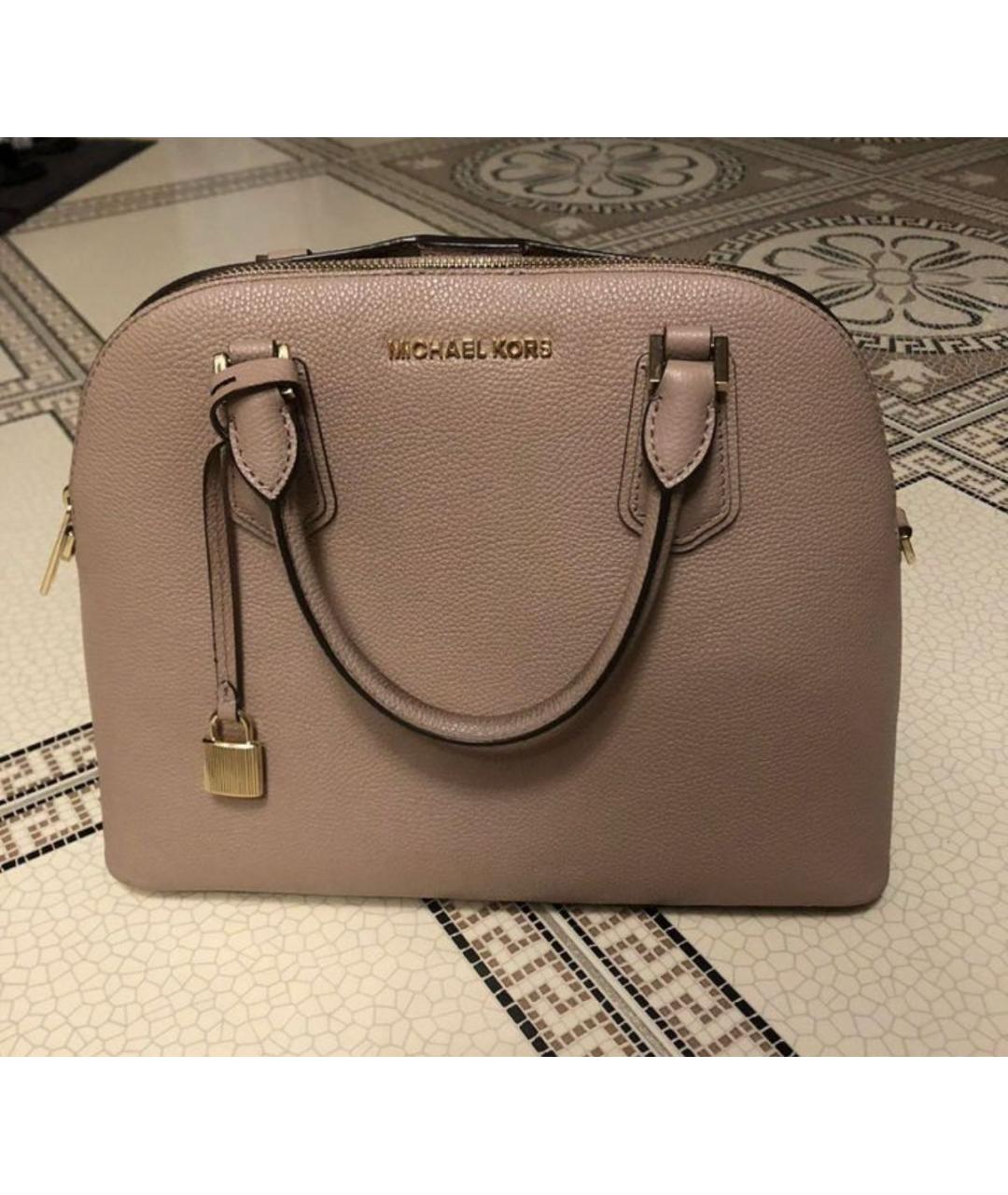MICHAEL KORS Коралловая кожаная сумка с короткими ручками, фото 9
