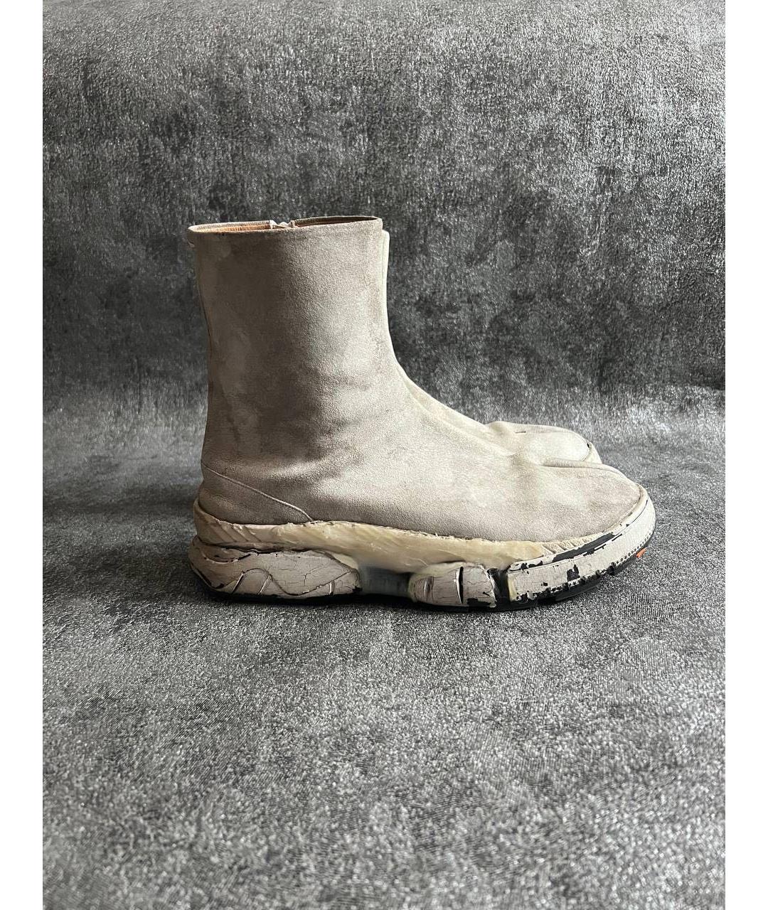 MAISON MARGIELA Серые высокие ботинки из искусственной кожи, фото 9