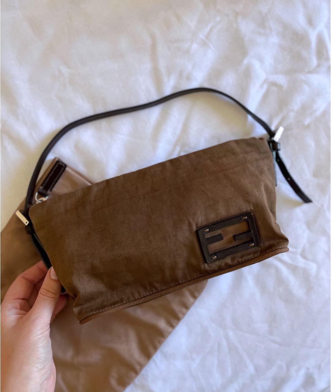 FENDI Хаки тканевая сумка через плечо, фото 2