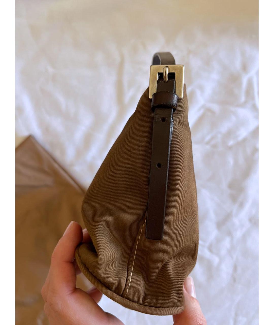 FENDI Хаки тканевая сумка через плечо, фото 6
