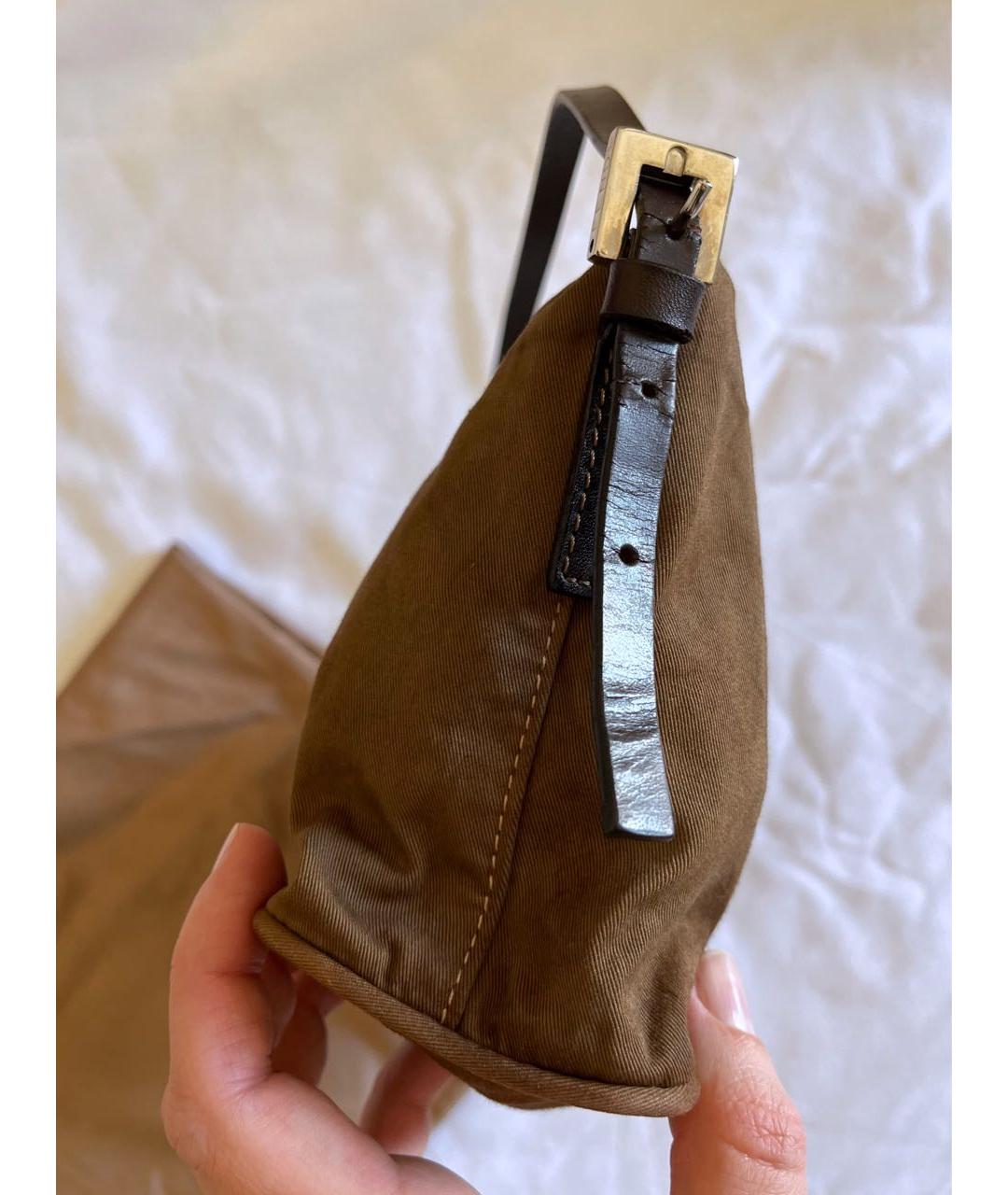 FENDI Хаки тканевая сумка через плечо, фото 5