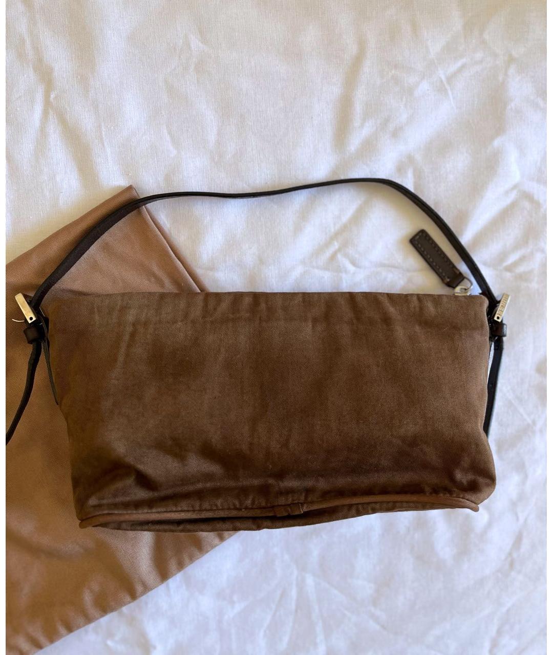 FENDI Хаки тканевая сумка через плечо, фото 3