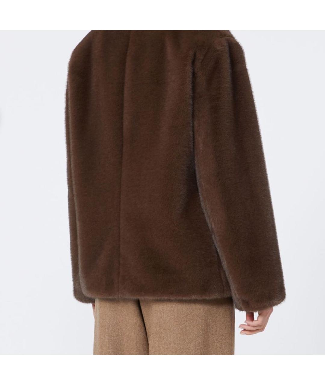 MAX MARA Коричневая полиэстеровая дубленка, фото 3
