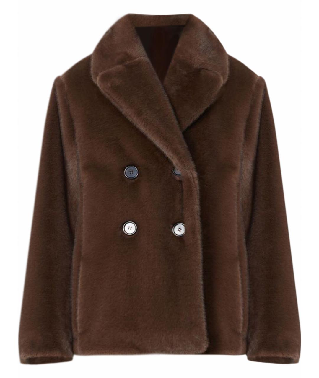 MAX MARA Коричневая полиэстеровая дубленка, фото 1
