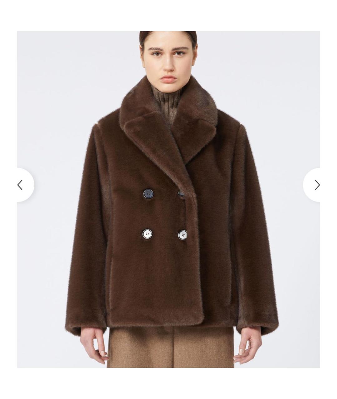 MAX MARA Коричневая полиэстеровая дубленка, фото 4