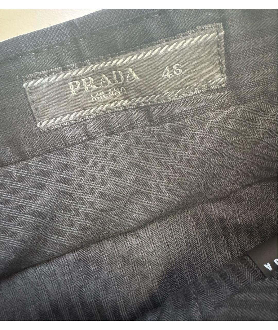 PRADA Антрацитовые шерстяные классические брюки, фото 3