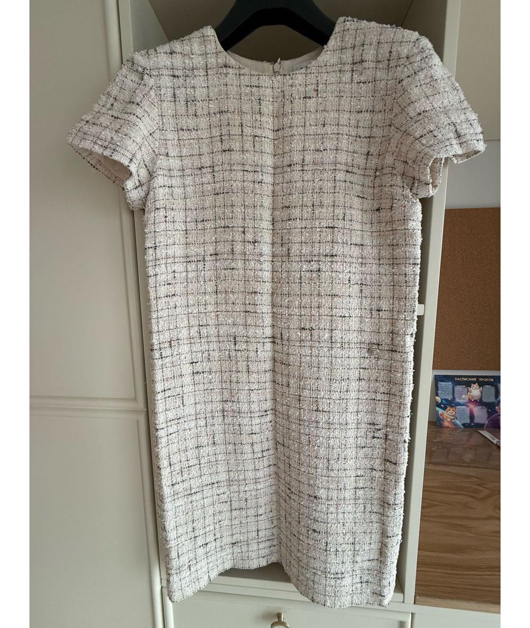 CHANEL Бежевое твидовое повседневное платье, фото 6