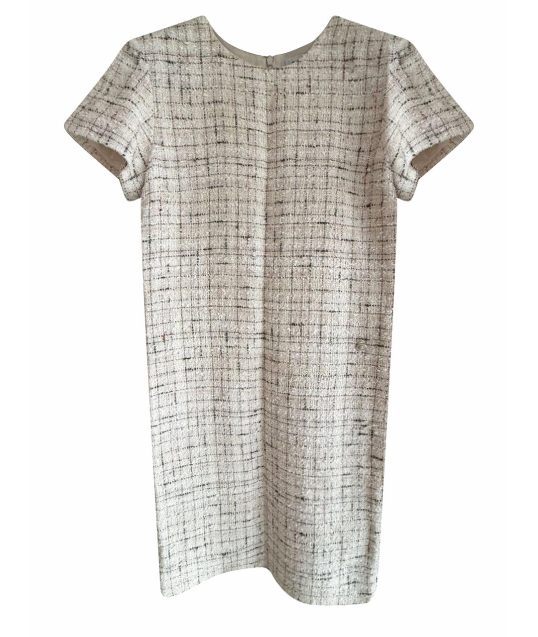 CHANEL Бежевое твидовое повседневное платье, фото 1