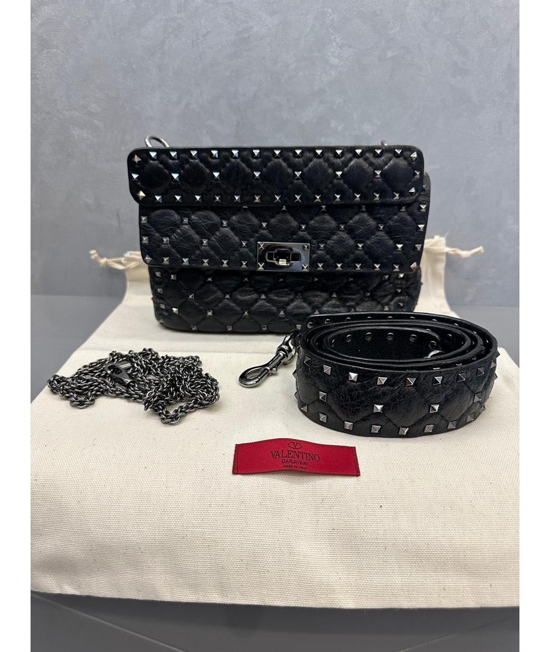 VALENTINO Черная кожаная сумка через плечо, фото 6