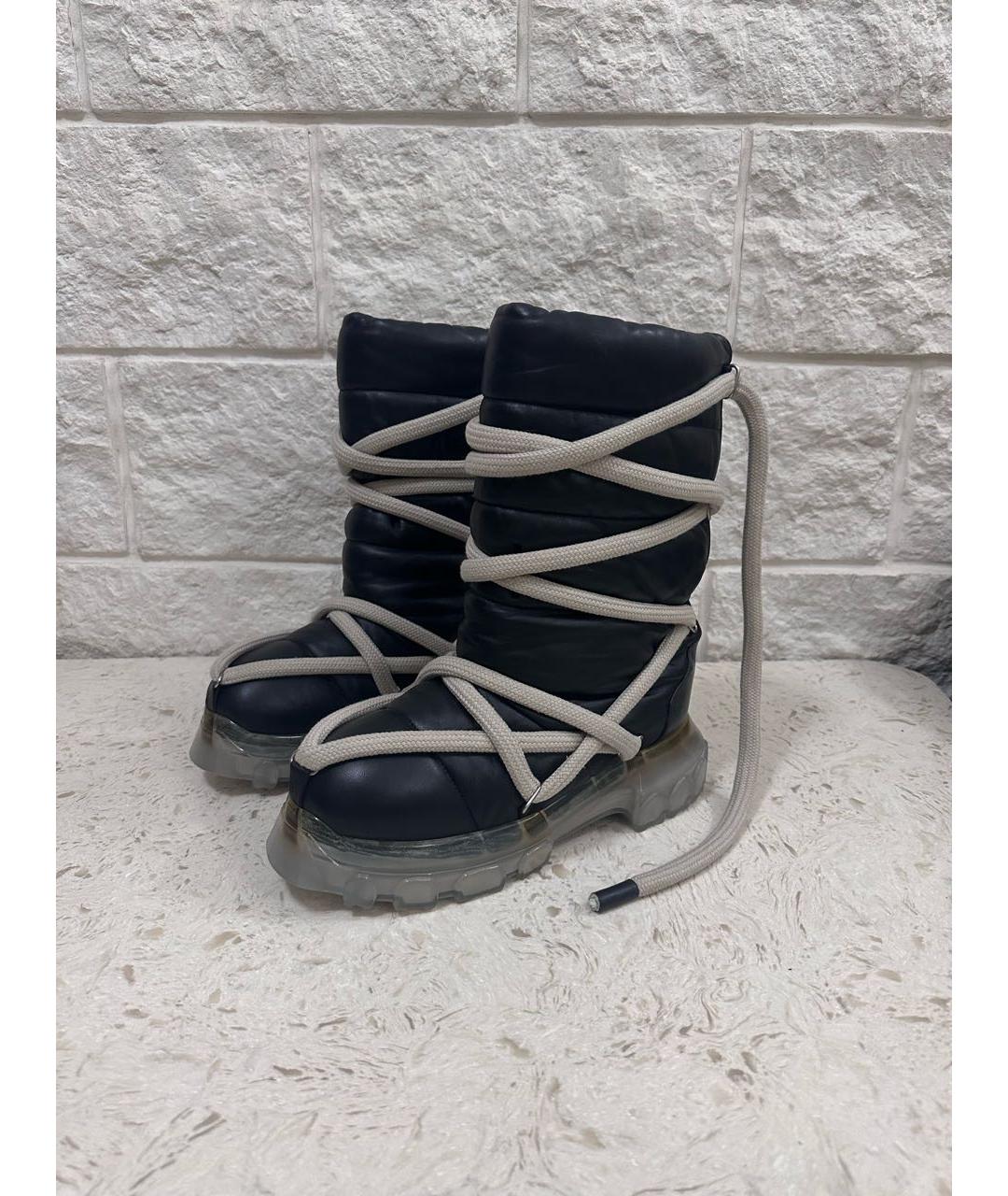RICK OWENS Черные кожаные высокие ботинки, фото 3