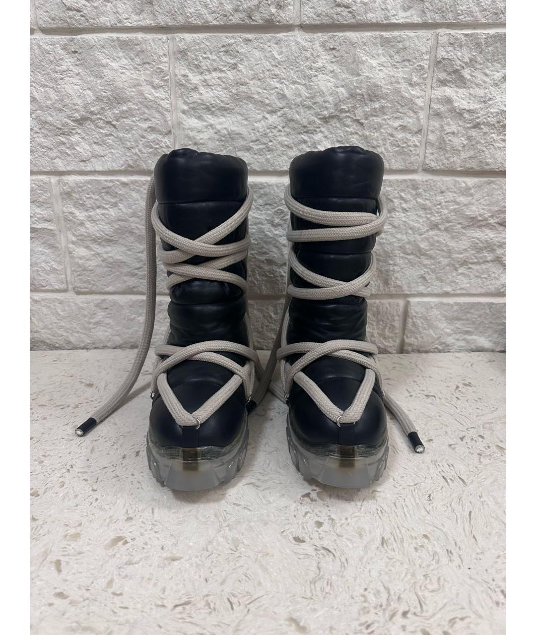 RICK OWENS Черные кожаные высокие ботинки, фото 2