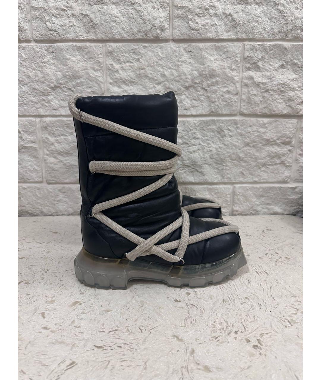 RICK OWENS Черные кожаные высокие ботинки, фото 8