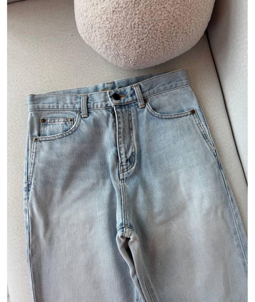 SAINT LAURENT Голубые хлопковые прямые джинсы, фото 3