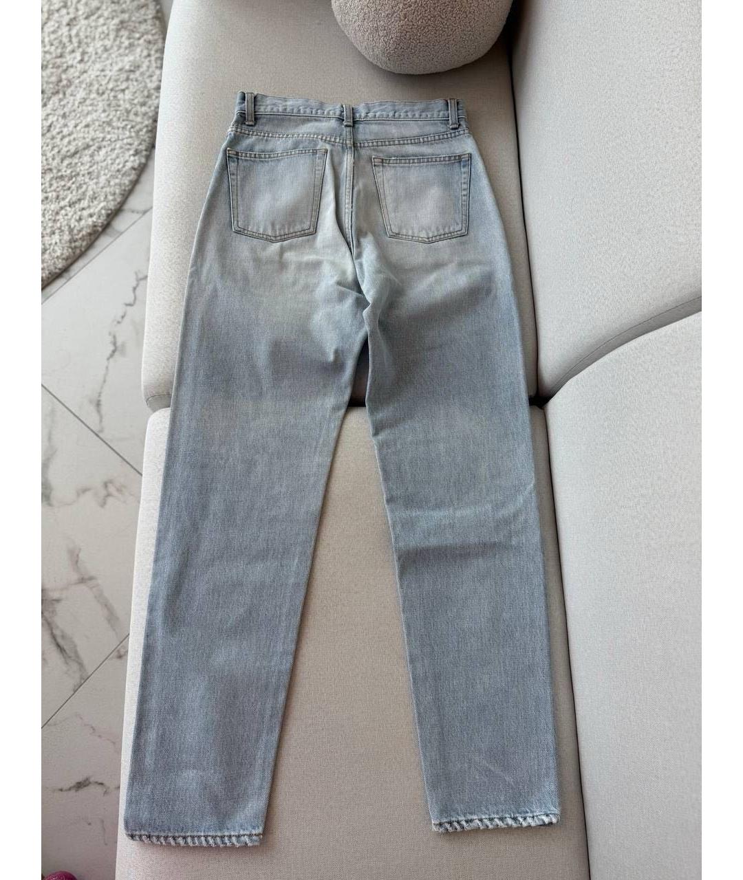 SAINT LAURENT Голубые хлопковые прямые джинсы, фото 2