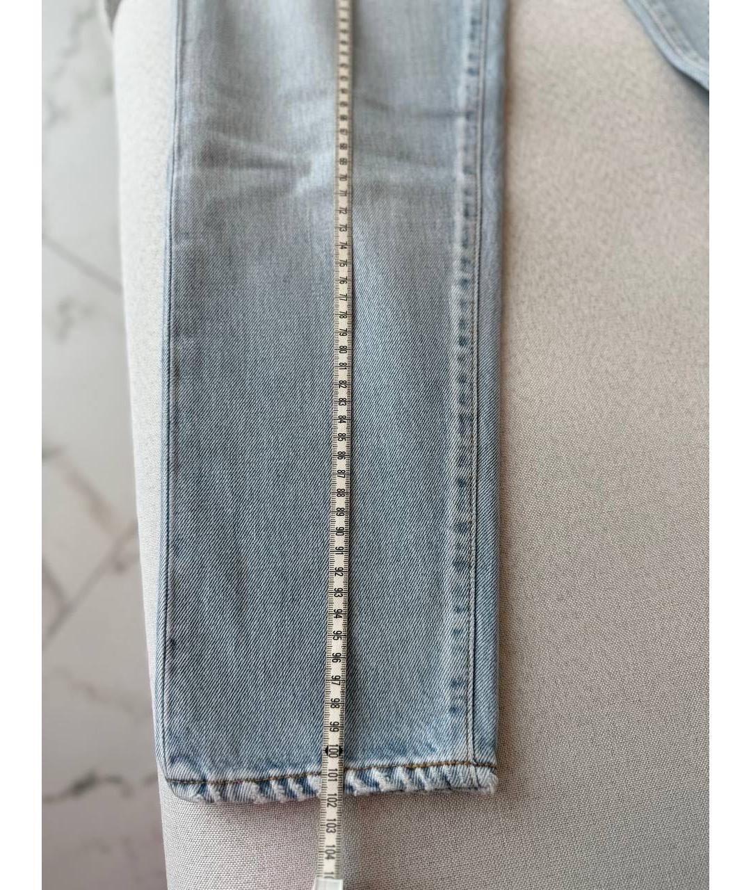 SAINT LAURENT Голубые хлопковые прямые джинсы, фото 8