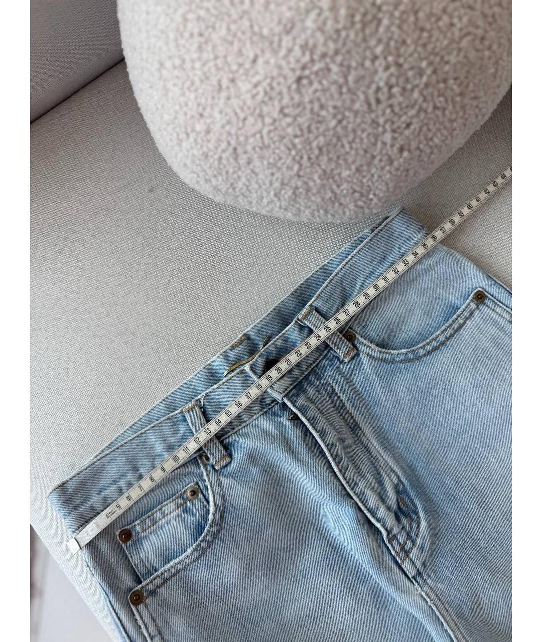 SAINT LAURENT Голубые хлопковые прямые джинсы, фото 7