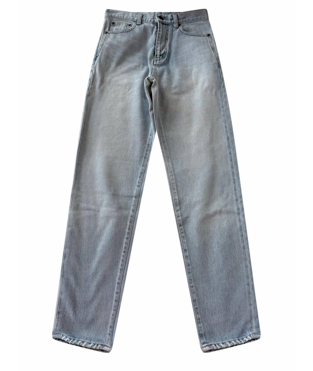 SAINT LAURENT Голубые хлопковые прямые джинсы, фото 1