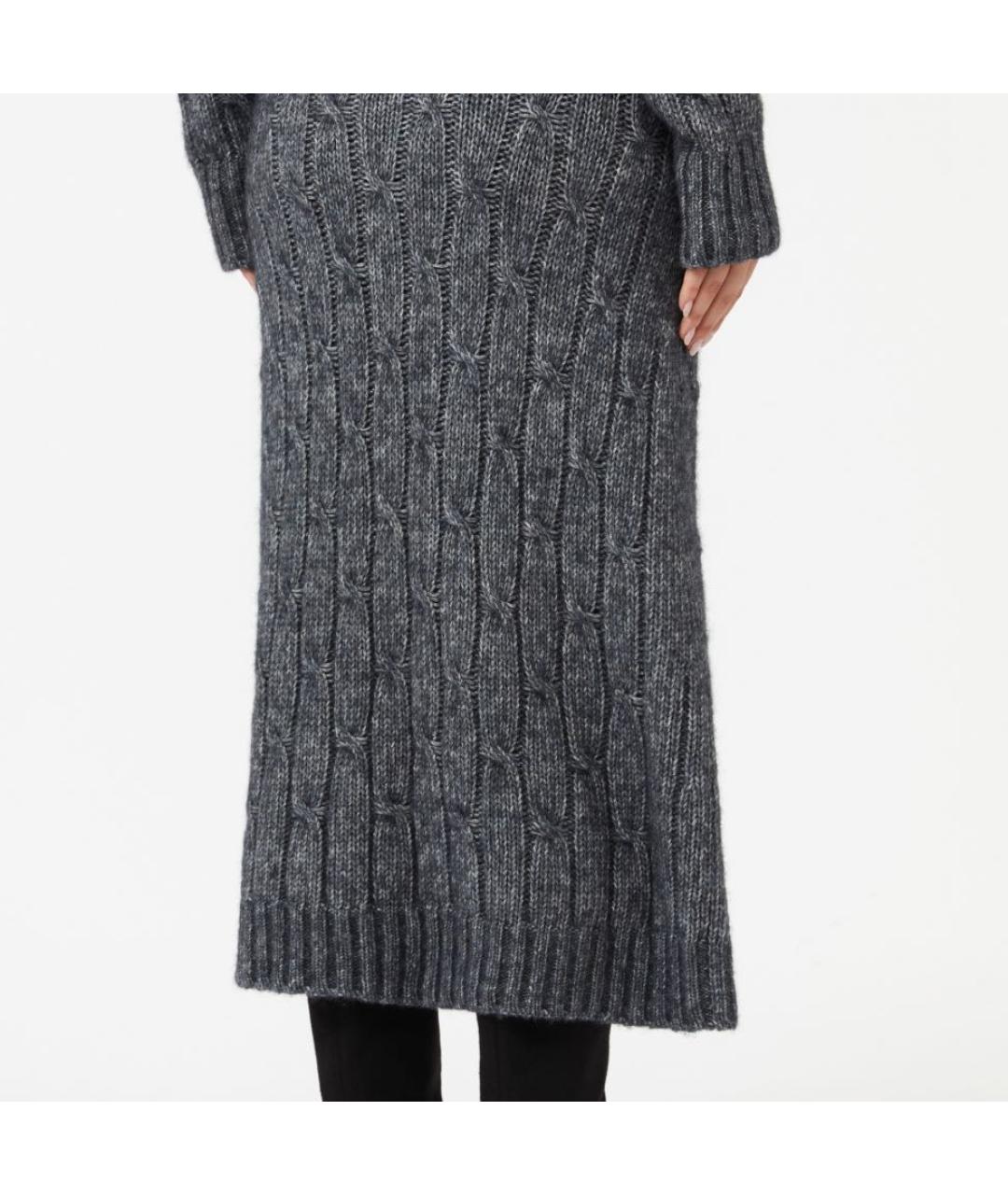 MAX MARA Серая хлопковая юбка макси, фото 2
