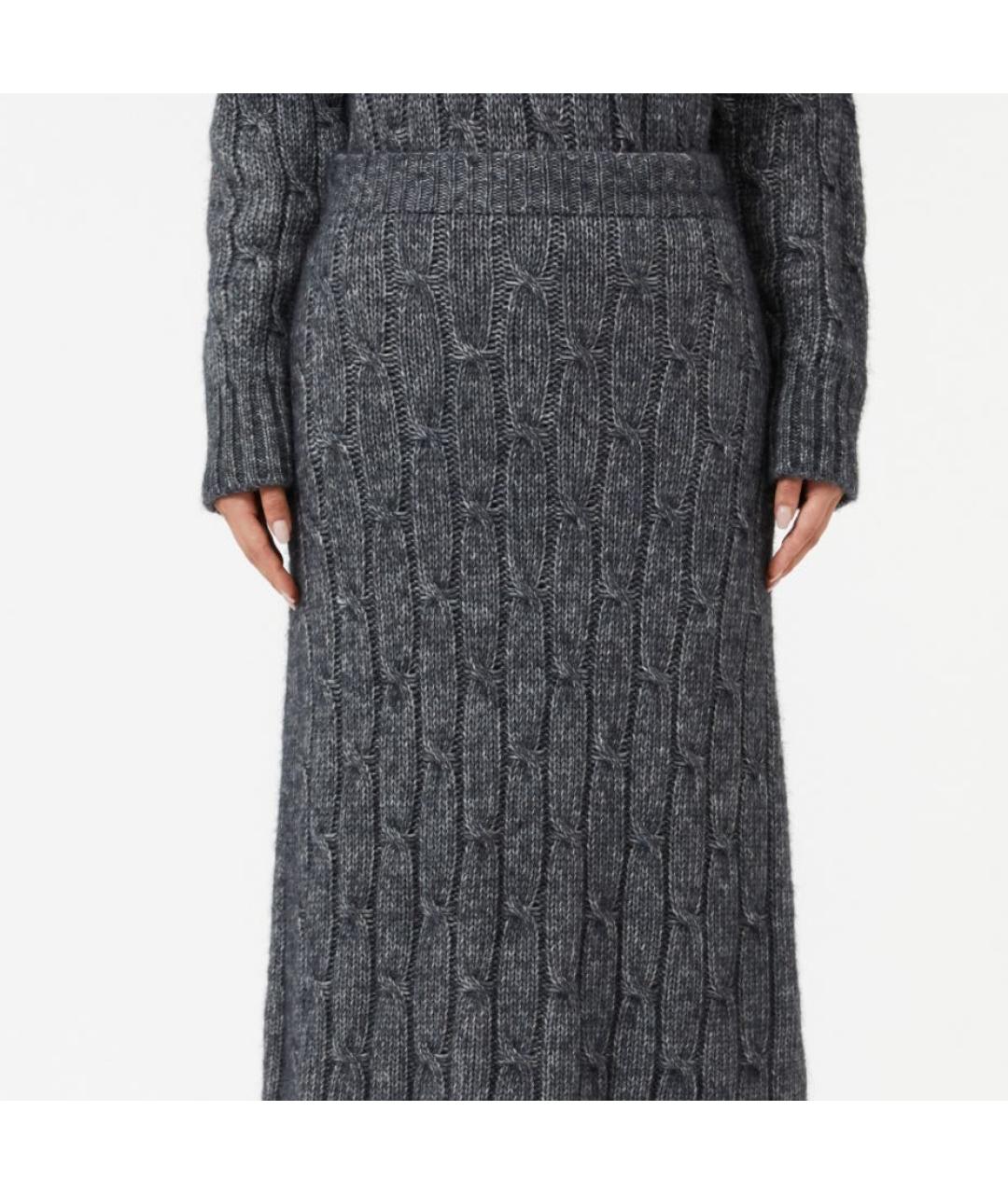 MAX MARA Серая хлопковая юбка макси, фото 3
