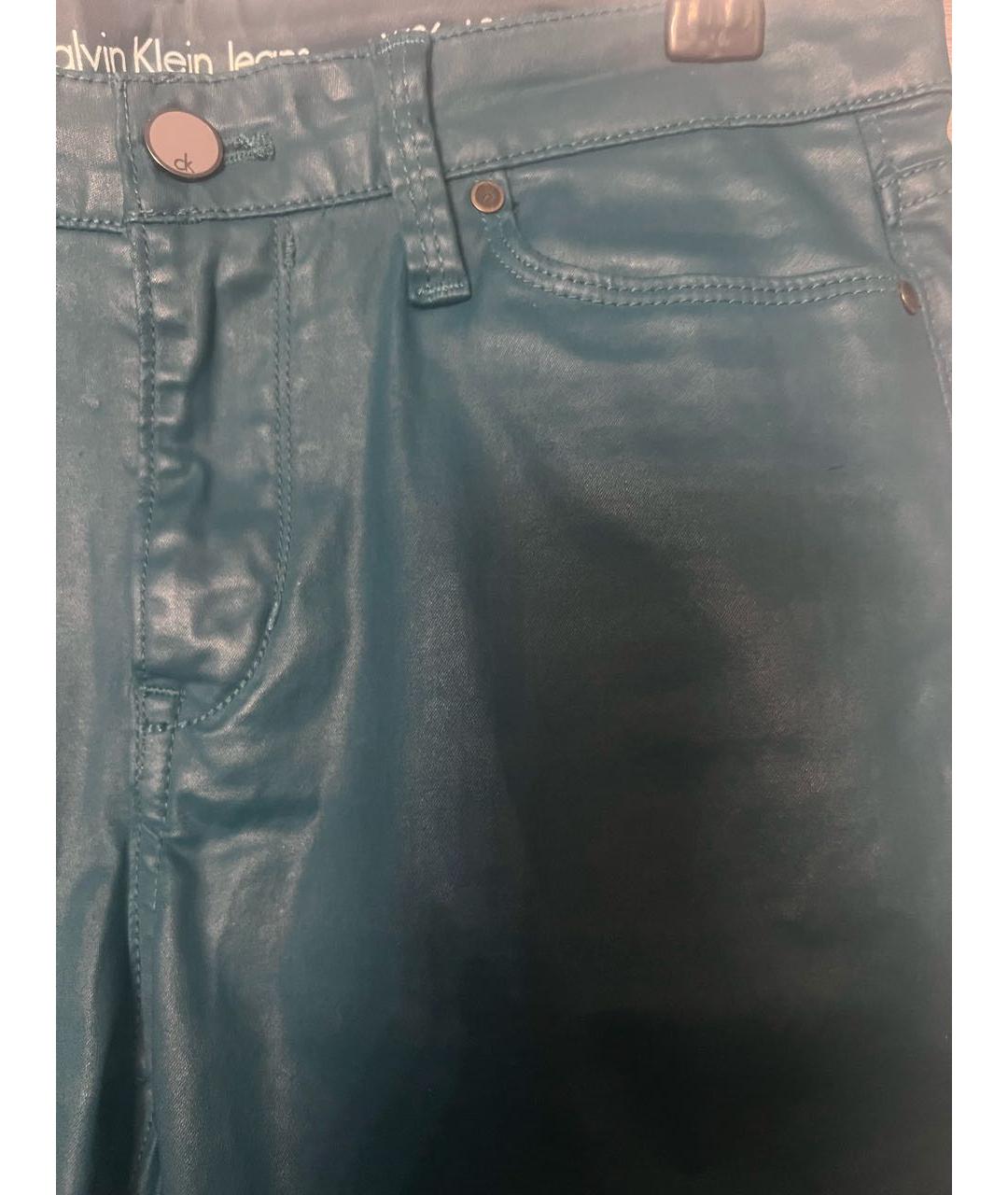 CALVIN KLEIN Зеленые хлопко-эластановые джинсы слим, фото 4