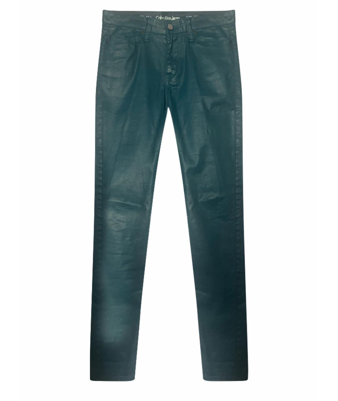 CALVIN KLEIN Зеленые хлопко-эластановые джинсы слим, фото 1