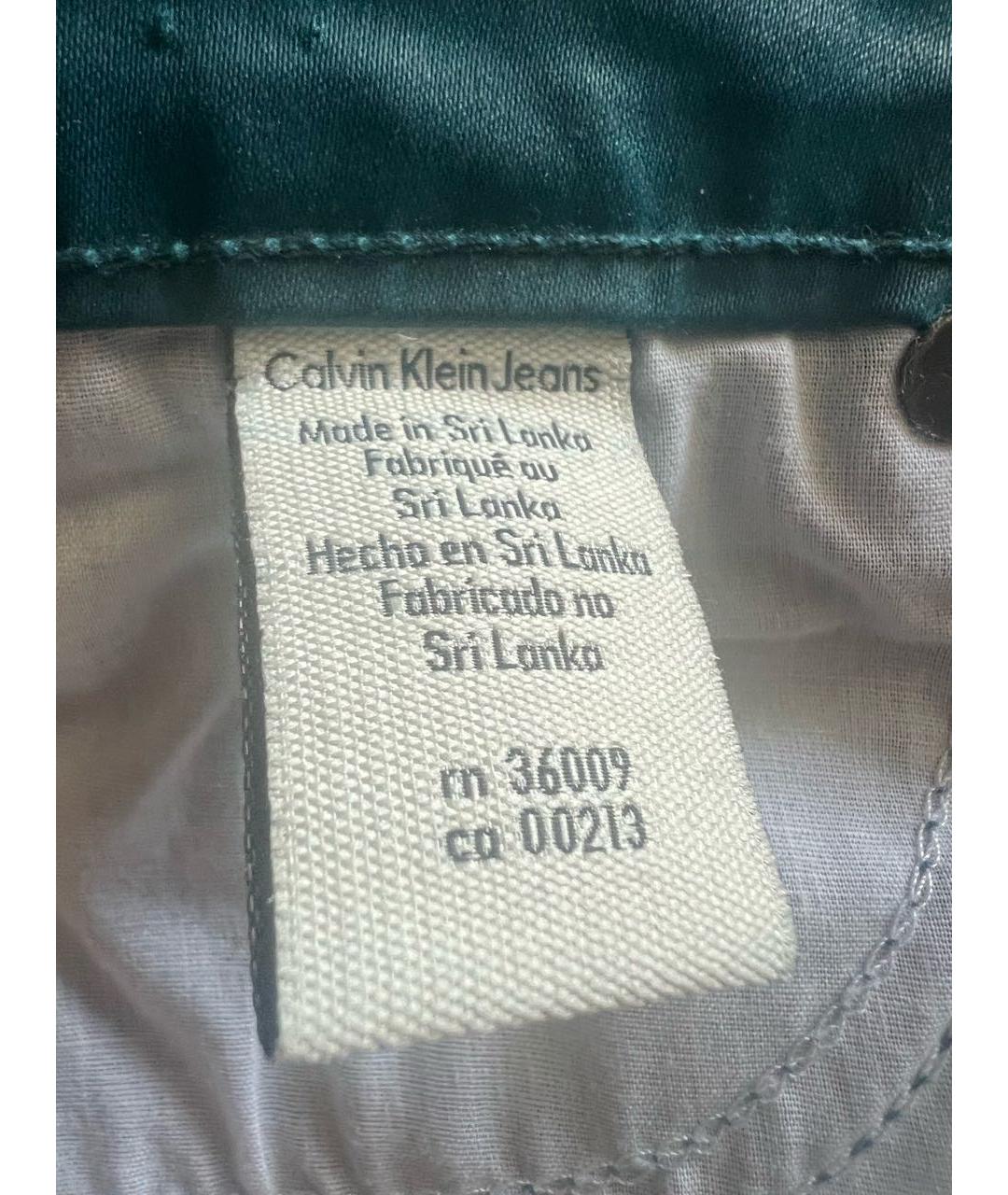 CALVIN KLEIN Зеленые хлопко-эластановые джинсы слим, фото 5