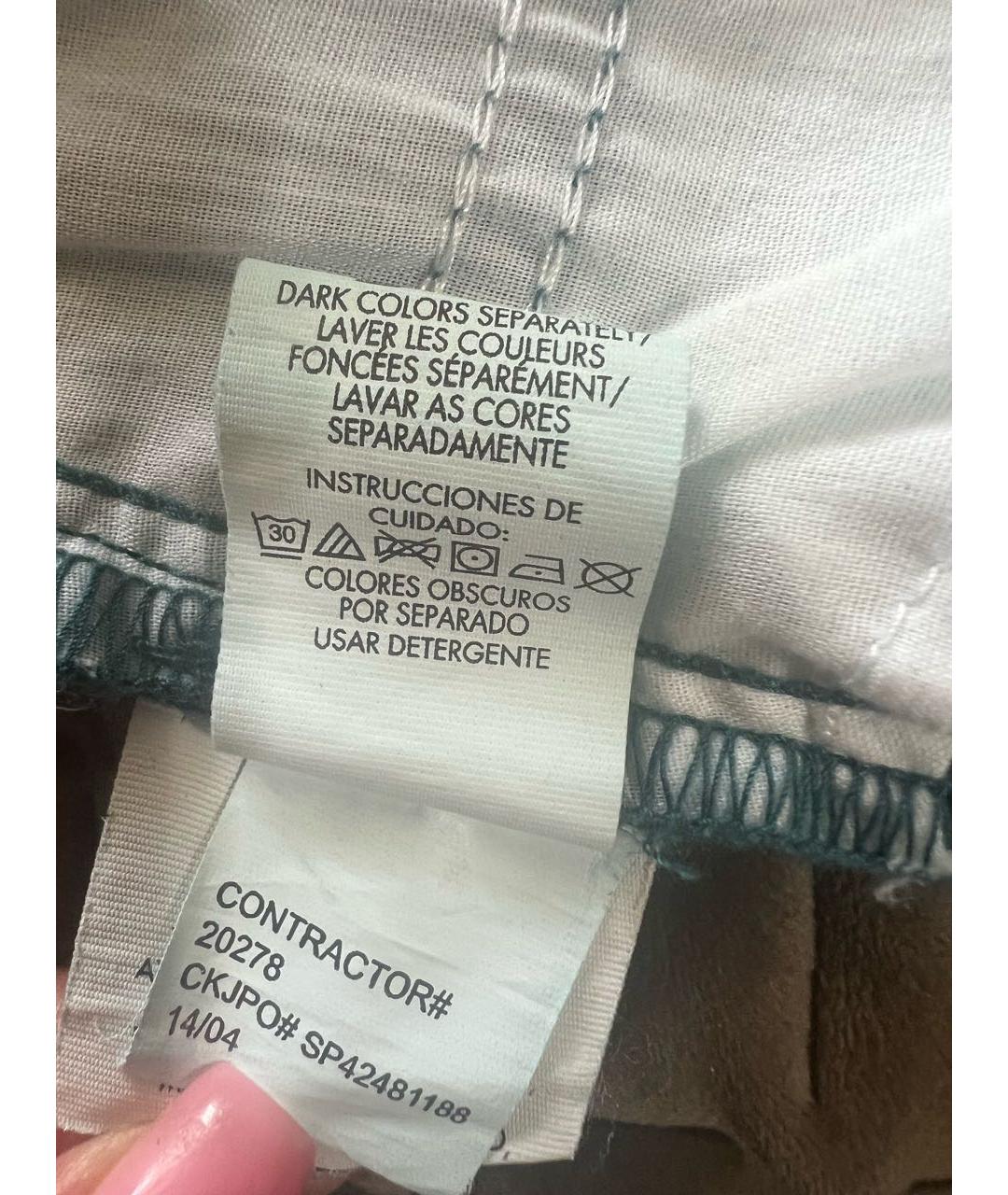 CALVIN KLEIN Зеленые хлопко-эластановые джинсы слим, фото 6