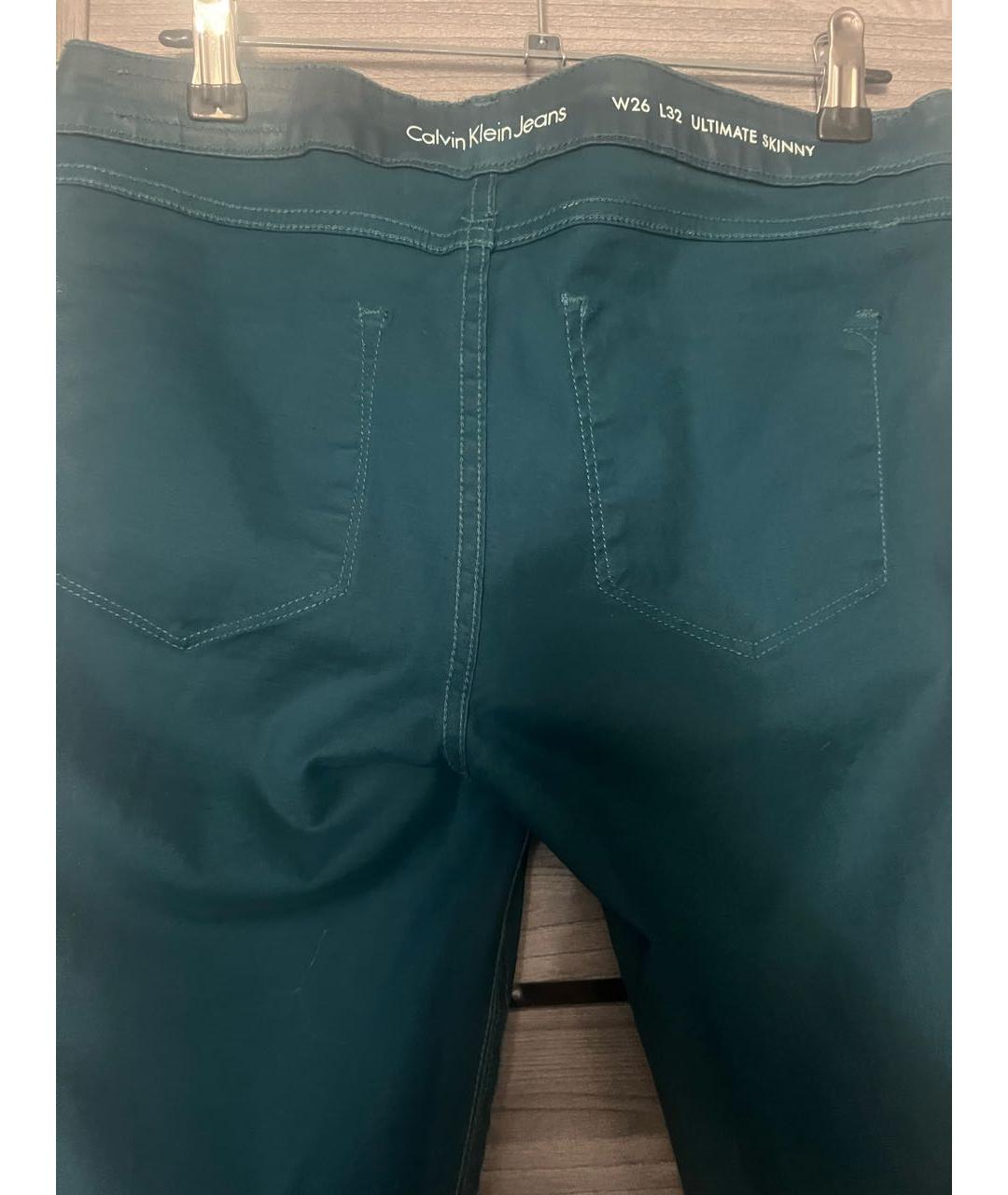 CALVIN KLEIN Зеленые хлопко-эластановые джинсы слим, фото 3
