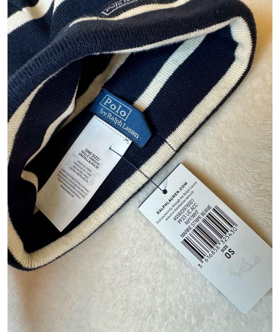 POLO RALPH LAUREN Темно-синяя хлопковая шапка, фото 5