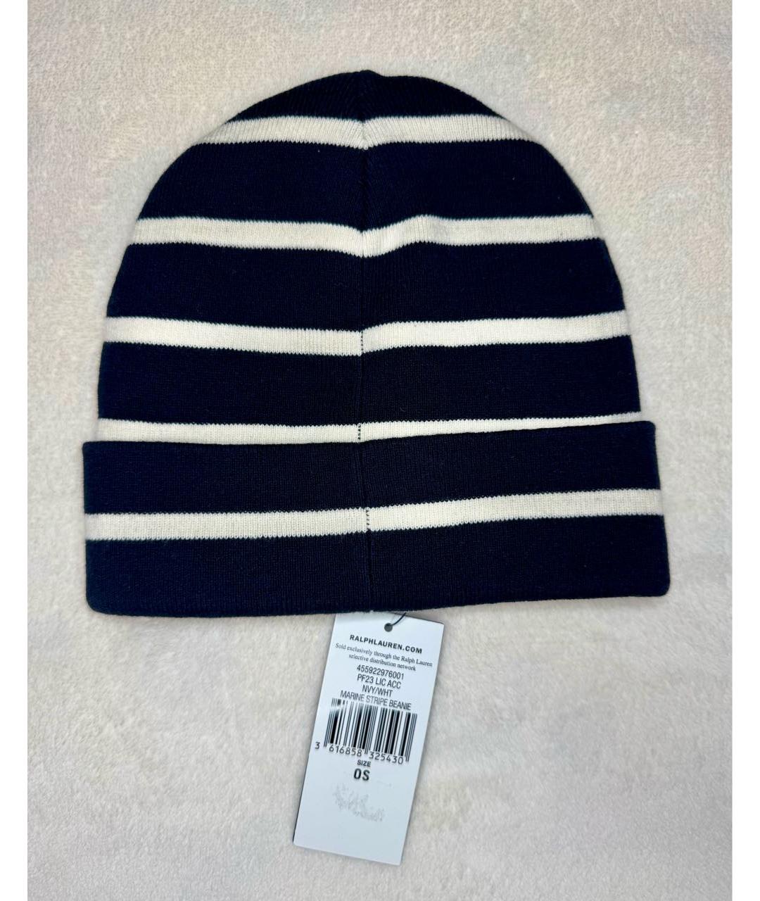 POLO RALPH LAUREN Темно-синяя хлопковая шапка, фото 4