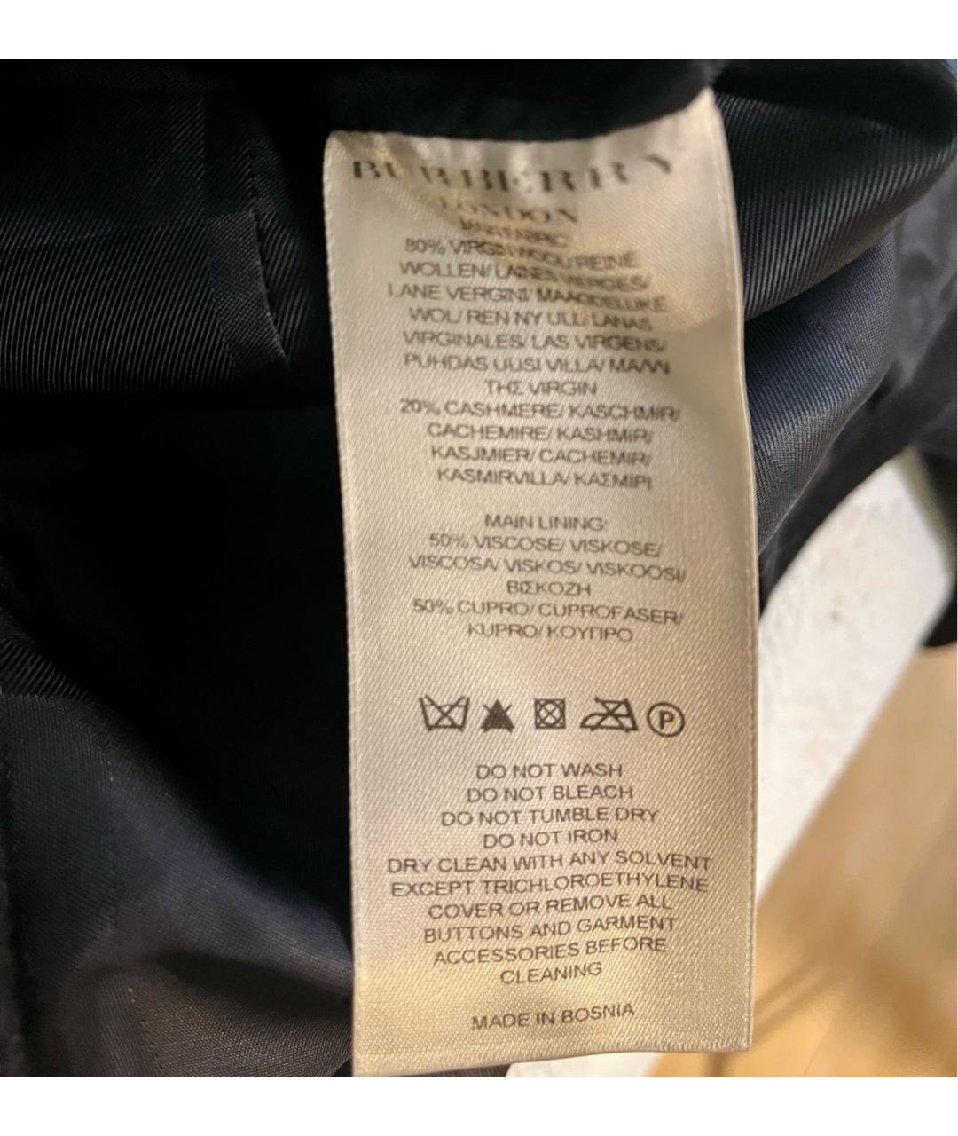 BURBERRY Темно-синее шерстяное пальто, фото 4