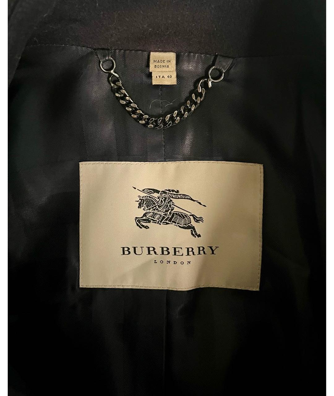 BURBERRY Темно-синее шерстяное пальто, фото 3