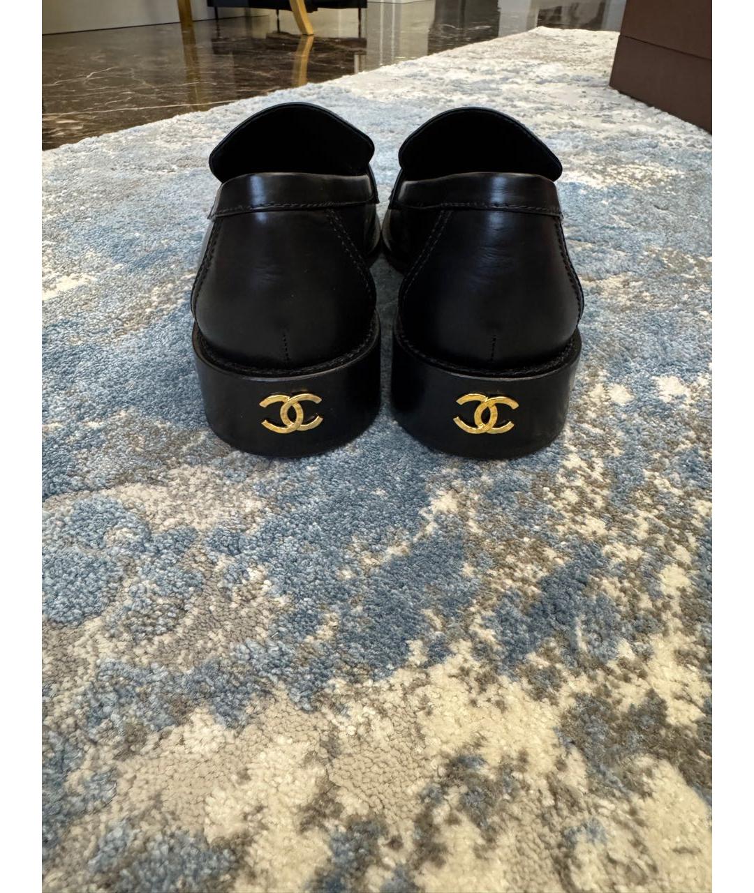 CHANEL Черные кожаные лоферы, фото 4