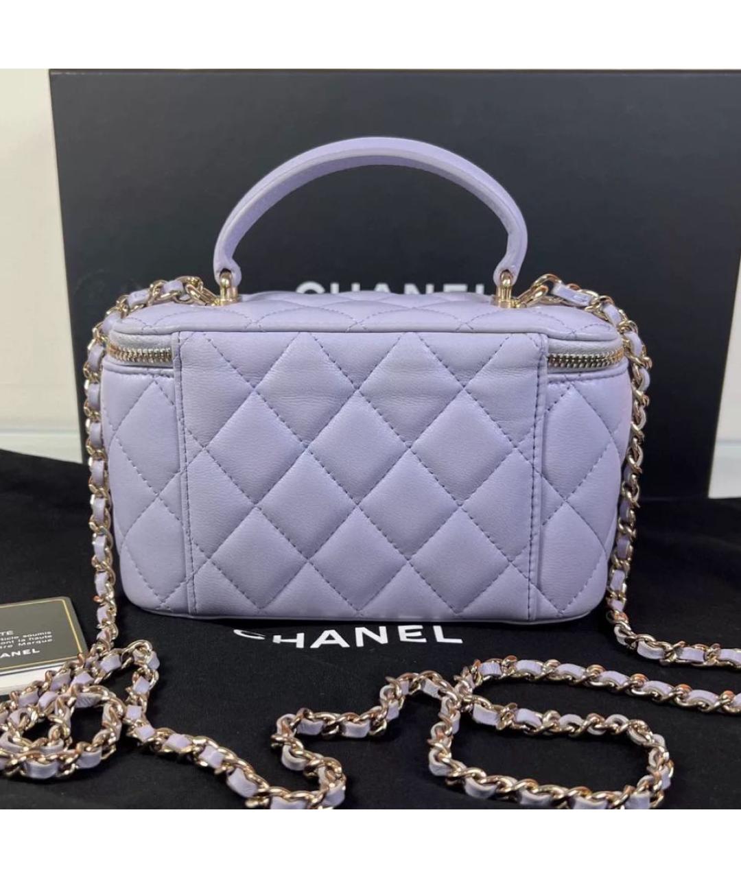 CHANEL Фиолетовая кожаная косметичка, фото 2