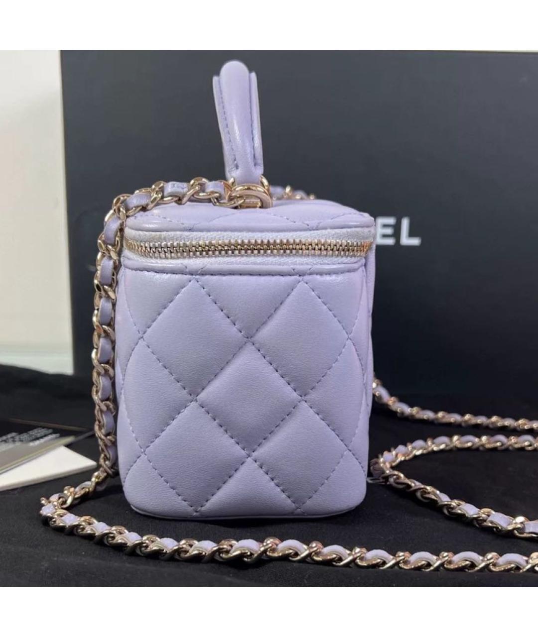 CHANEL Фиолетовая кожаная косметичка, фото 4