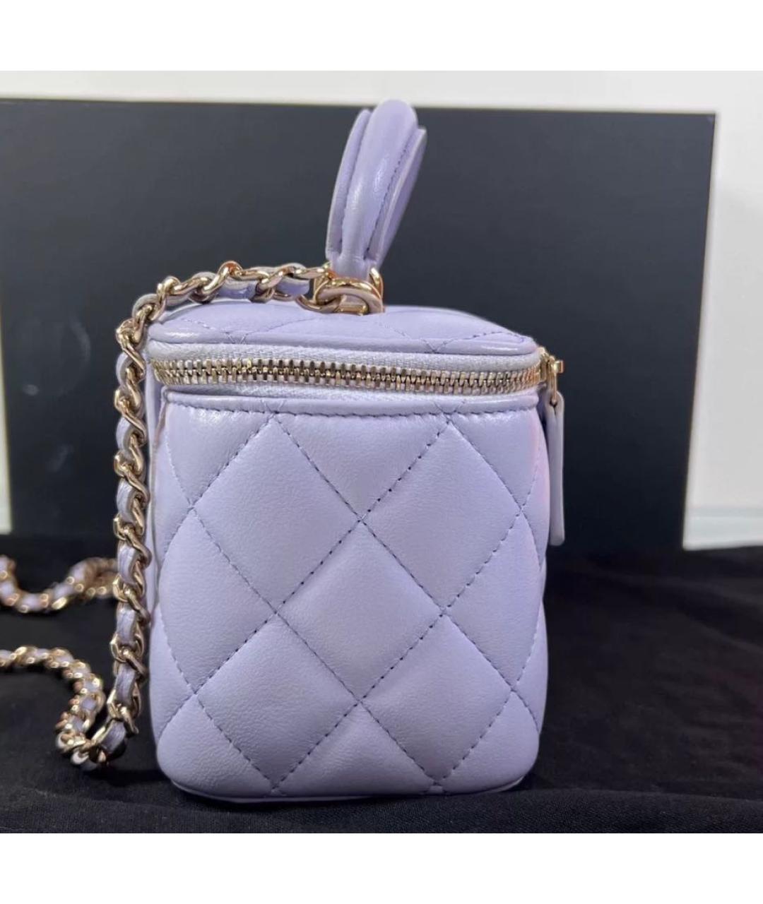 CHANEL Фиолетовая кожаная косметичка, фото 3