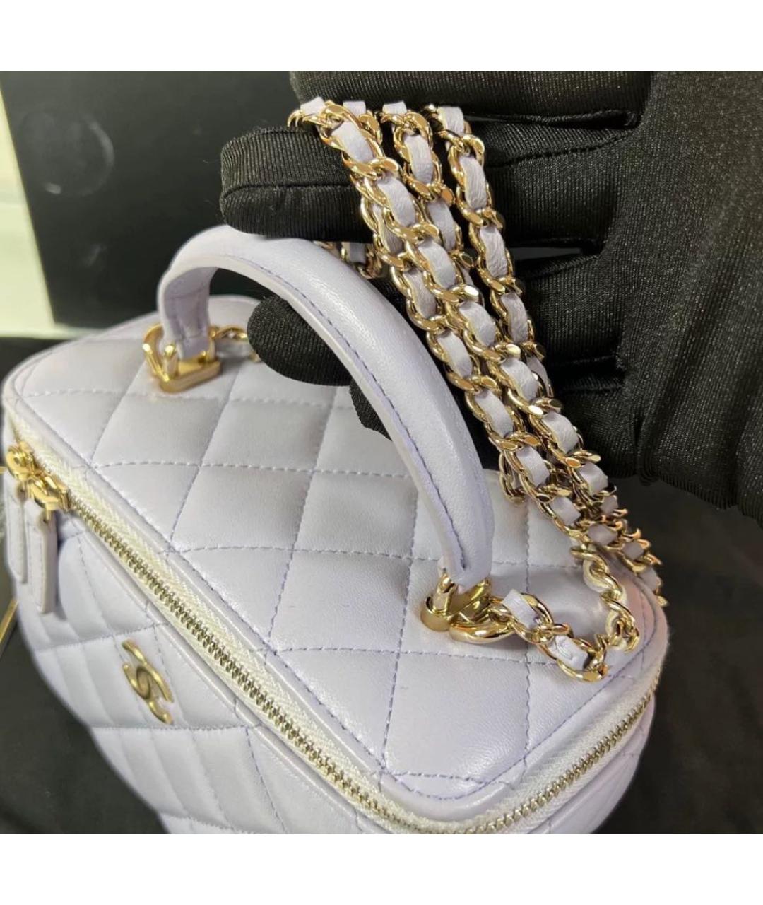 CHANEL Фиолетовая кожаная косметичка, фото 7