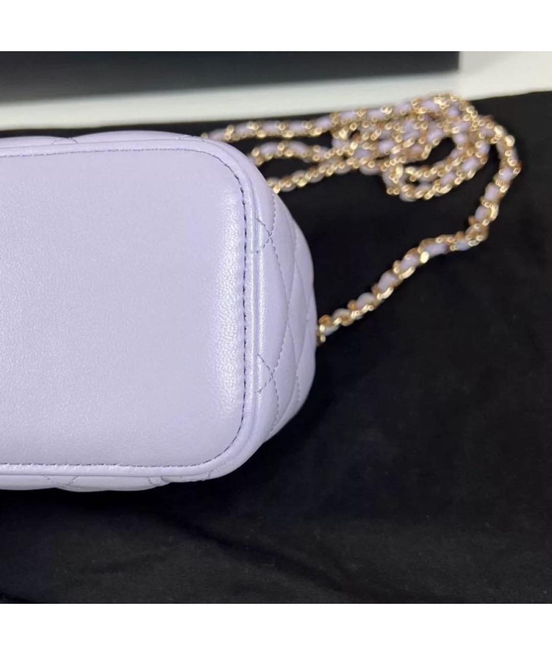 CHANEL Фиолетовая кожаная косметичка, фото 6