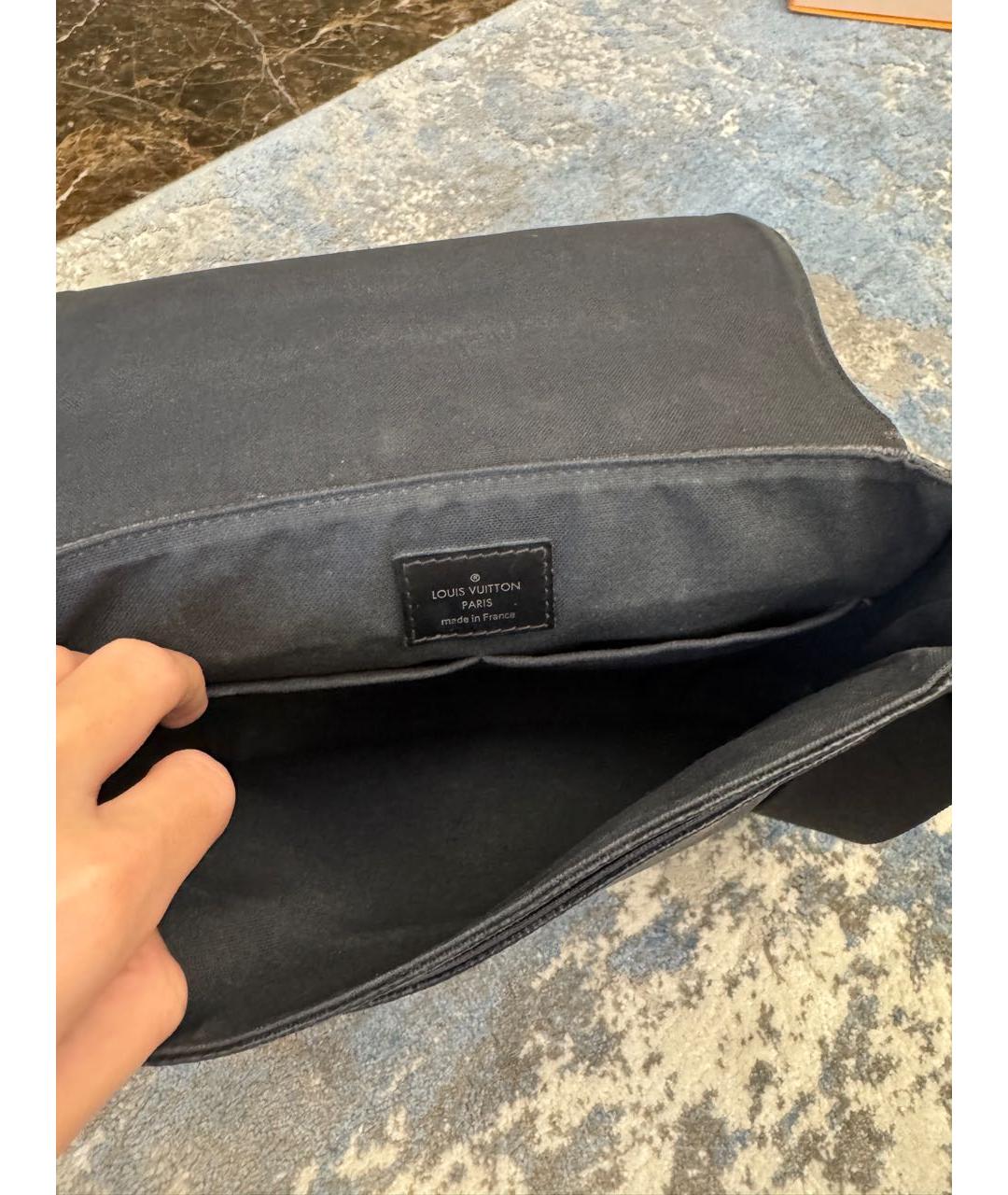 LOUIS VUITTON Черная кожаная сумка на плечо, фото 5