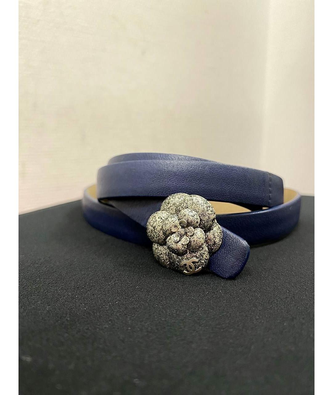 CHANEL Синий кожаный ремень, фото 6