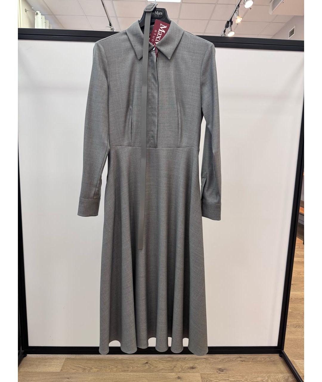 MAX MARA STUDIO Серое шерстяное повседневное платье, фото 1